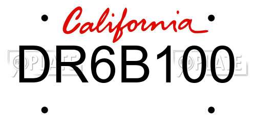 DR6B100 California License Plate