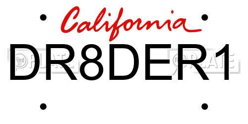 DR8DER1 California License Plate