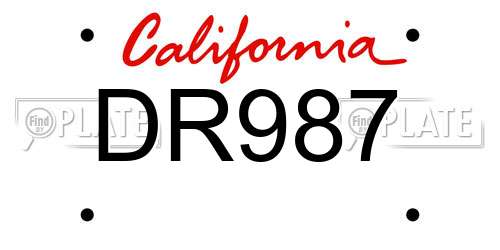 DR987 California License Plate