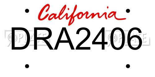 DRA2406 California License Plate