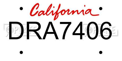 DRA7406 California License Plate