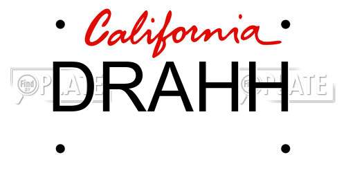 DRAHH California License Plate