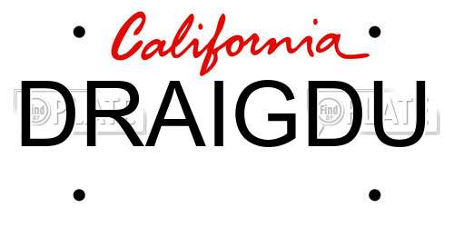DRAIGDU California License Plate