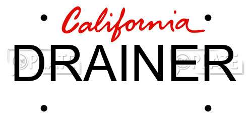 DRAINER California License Plate