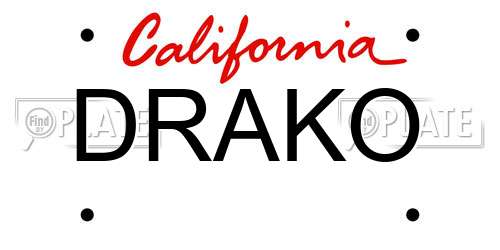 DRAKO California License Plate