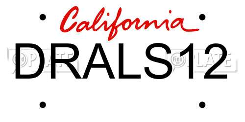 DRALS12 California License Plate