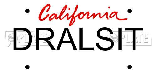 DRALSIT California License Plate