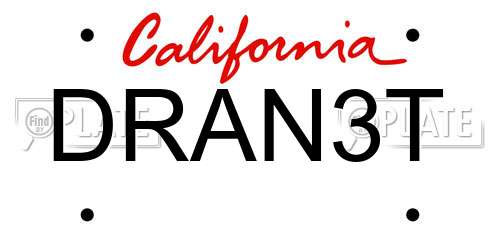DRAN3T California License Plate