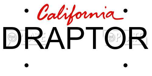DRAPTOR California License Plate