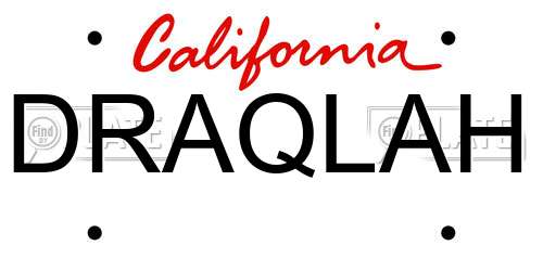 DRAQLAH California License Plate