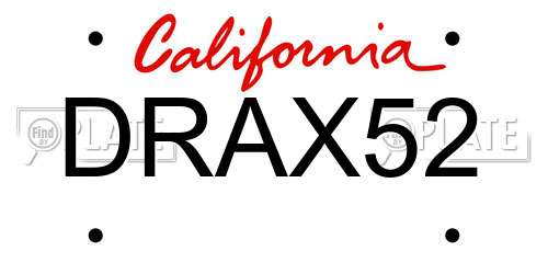 DRAX52 California License Plate