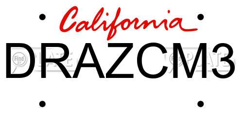 DRAZCM3 California License Plate