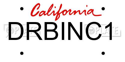 DRBINC1 California License Plate