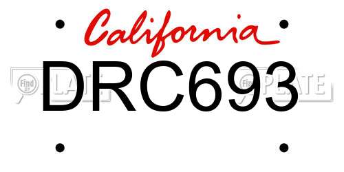 DRC693 California License Plate