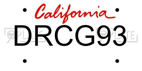 DRCG93 California License Plate