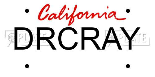 DRCRAY California License Plate