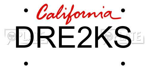 DRE2KS California License Plate