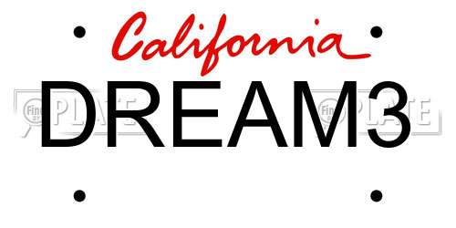 DREAM3 California License Plate