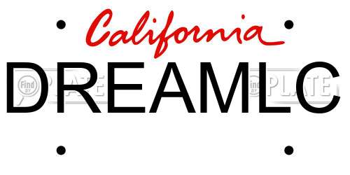 DREAMLC California License Plate