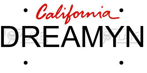 DREAMYN California License Plate