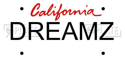 DREAMZ California License Plate