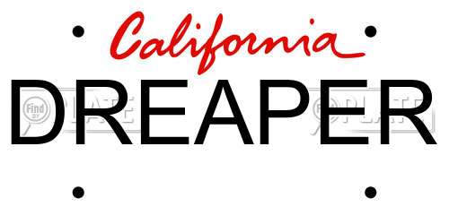 DREAPER California License Plate