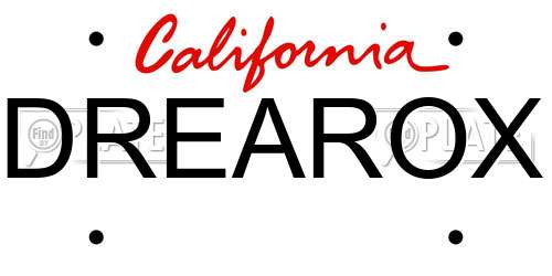 DREAROX California License Plate