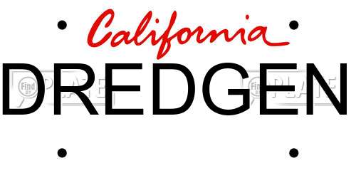 DREDGEN California License Plate