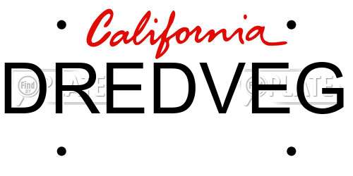 DREDVEG California License Plate