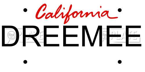 DREEMEE California License Plate