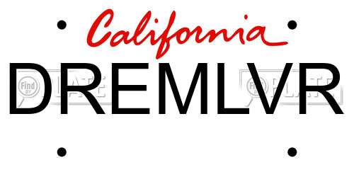 DREMLVR California License Plate