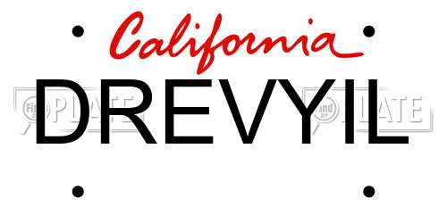 DREVYIL California License Plate