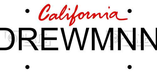 DREWMNN California License Plate