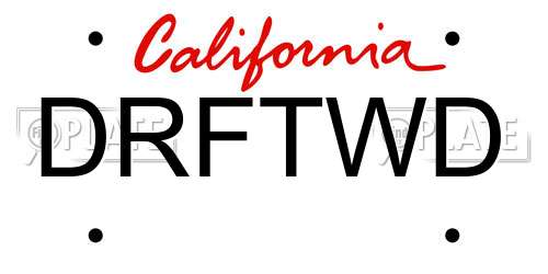 DRFTWD California License Plate