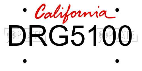 DRG5100 California License Plate