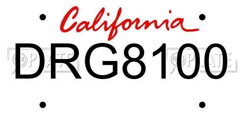 DRG8100 California License Plate