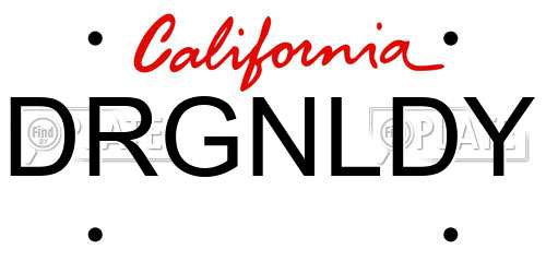DRGNLDY California License Plate