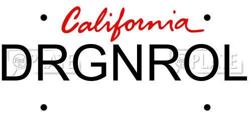 DRGNROL California License Plate