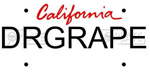 DRGRAPE California License Plate