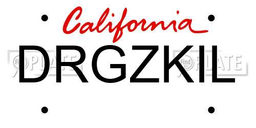 DRGZKIL California License Plate