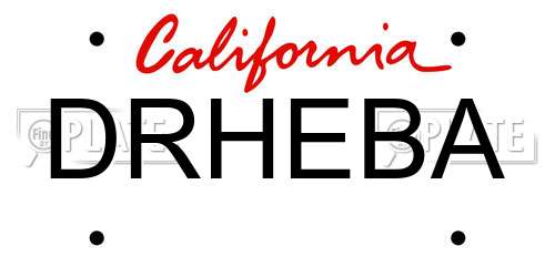 DRHEBA California License Plate