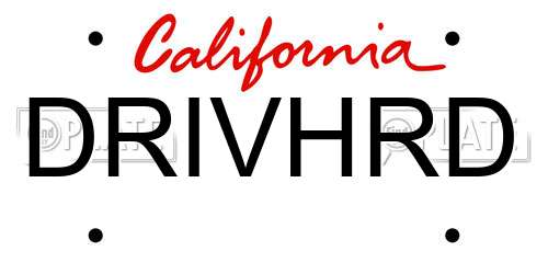 DRIVHRD California License Plate