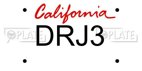 DRJ3 California License Plate