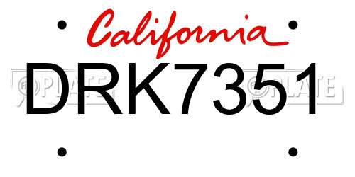 DRK7351 California License Plate