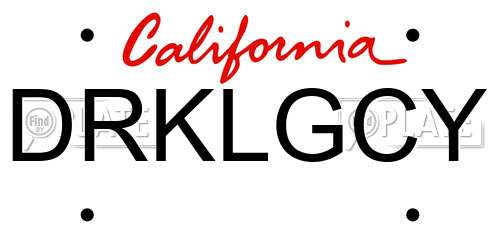 DRKLGCY California License Plate