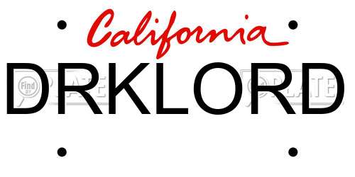DRKLORD California License Plate