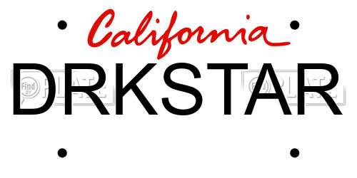 DRKSTAR California License Plate