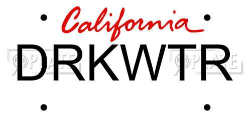 DRKWTR California License Plate