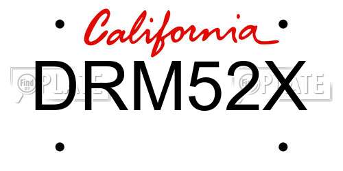 DRM52X California License Plate