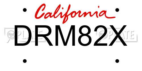 DRM82X California License Plate